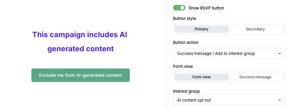 An in-email AI content exclusion block