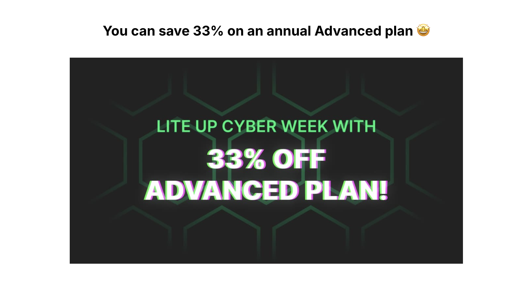 Banner for CyberWeek advanced plan