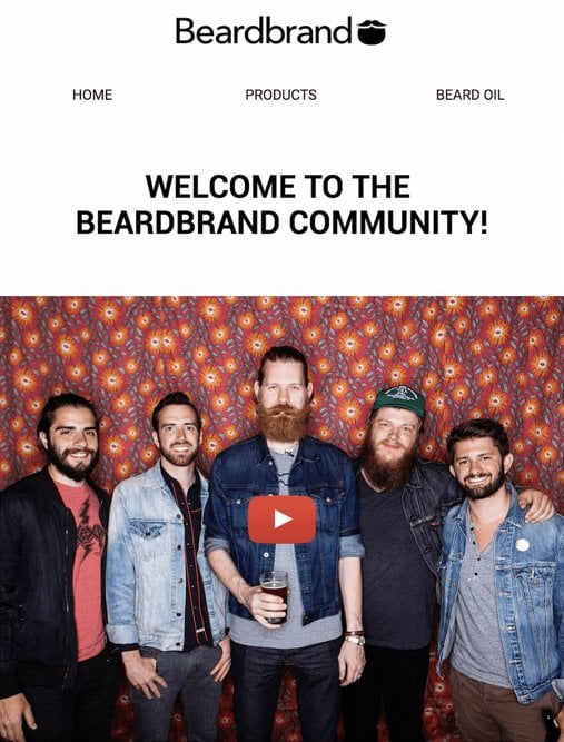 Mensaje de bienvenida de Beardbrand: hombres con barba sobre fondo de pantalla