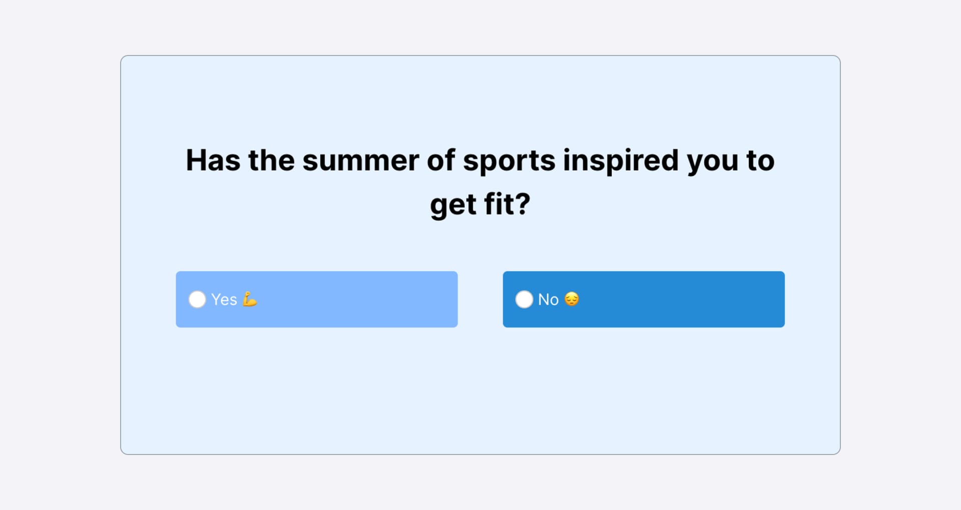 Example of an embedded email poll with a fitness-related question. 