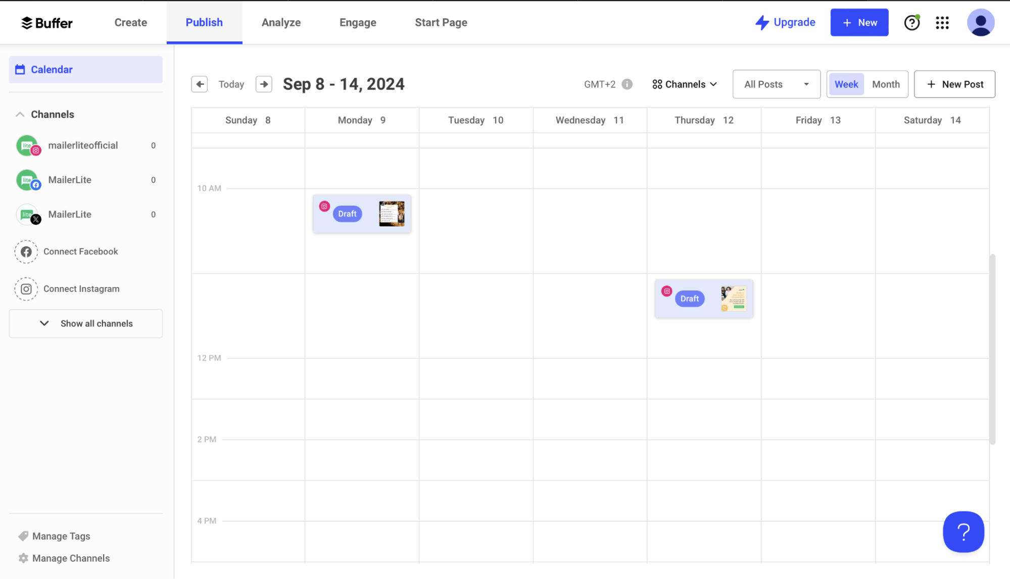 Buffer content calendar