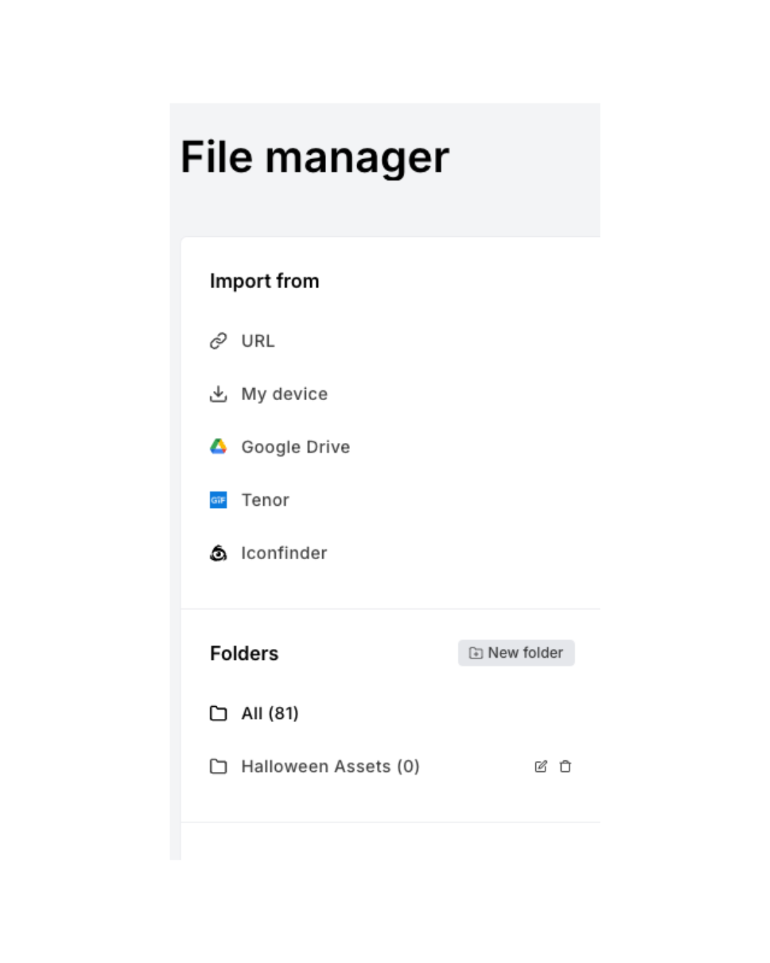 MailerLite's File manager 