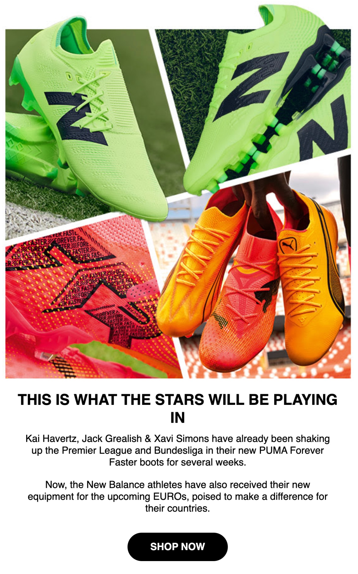 Unisportsstore email promoting products worn by athletes