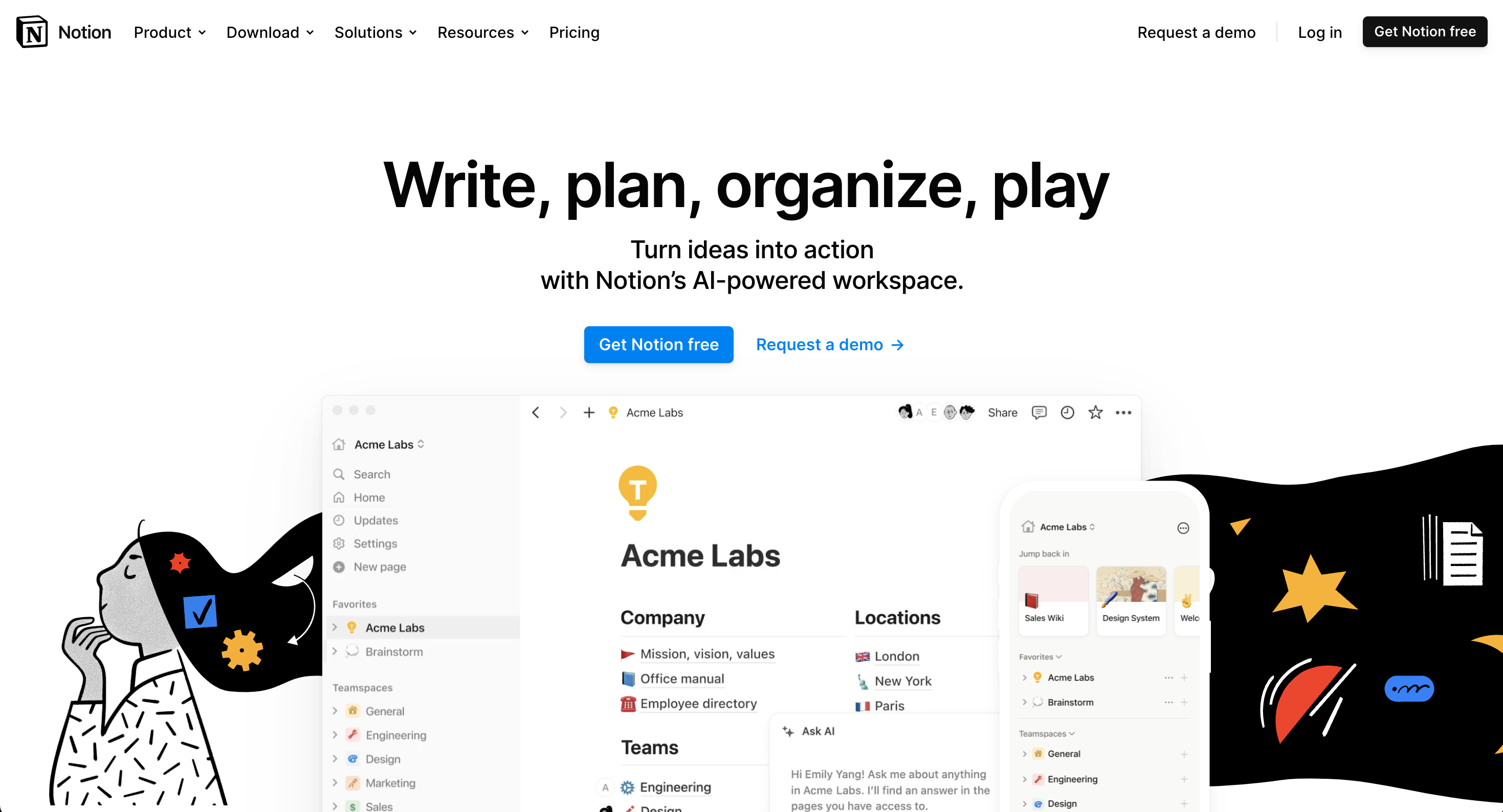 Notion home page