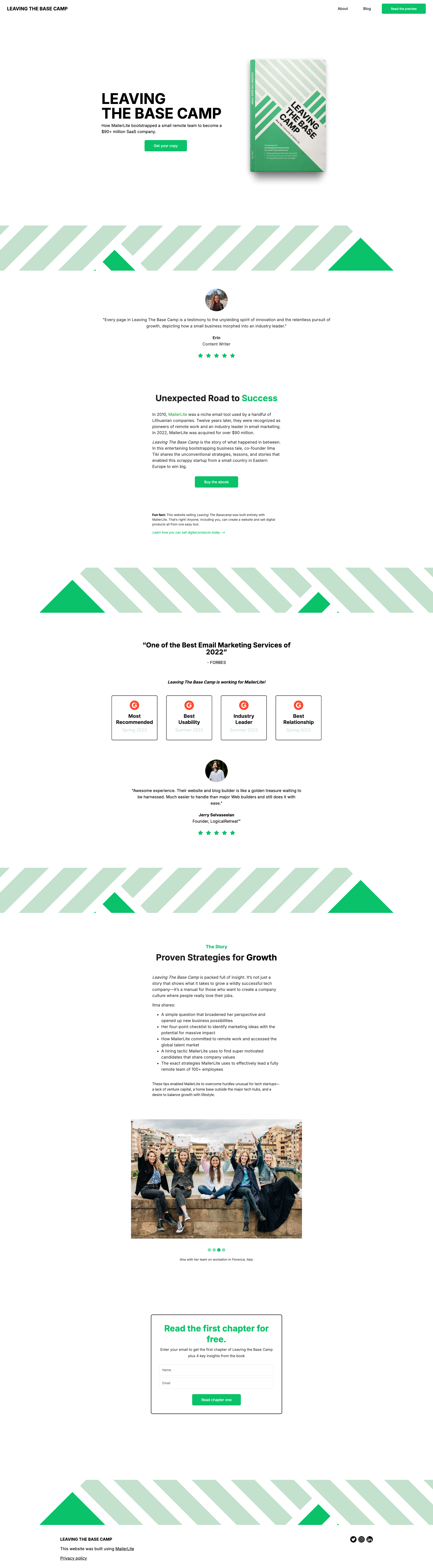 Landing page for Leaving the Base Camp