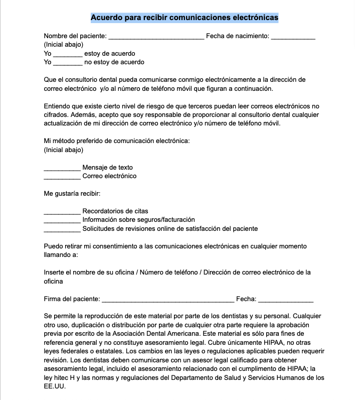 medical signup form gdpr example