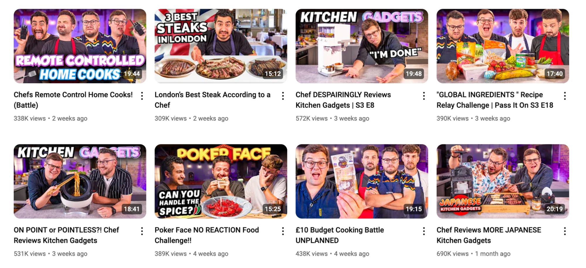 Sorted Food YouTube thumbnails