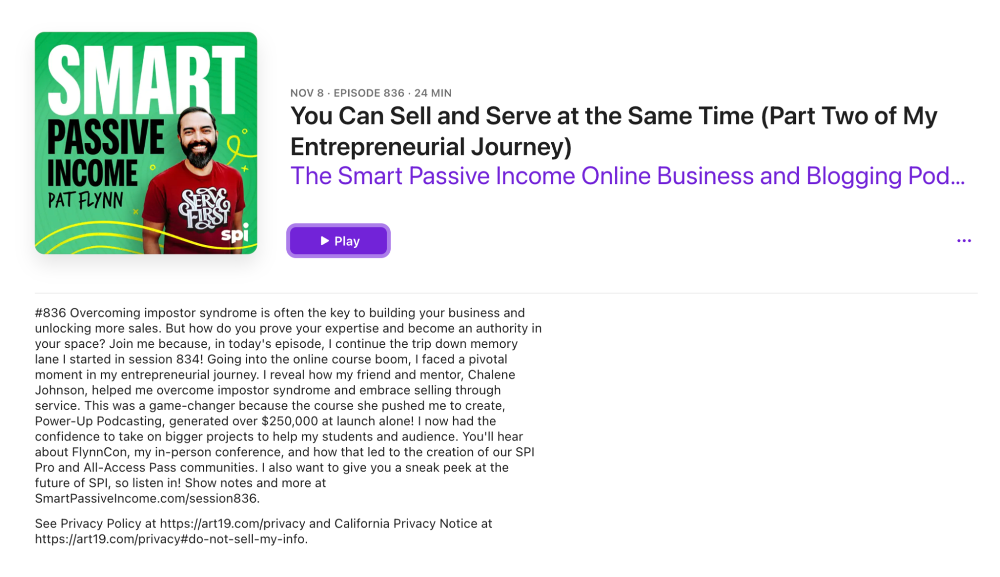 SPI Podcast iTunes page screenhot