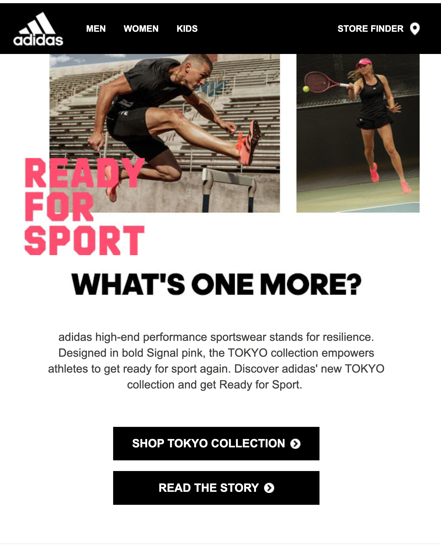 Summer sports email from Adidas