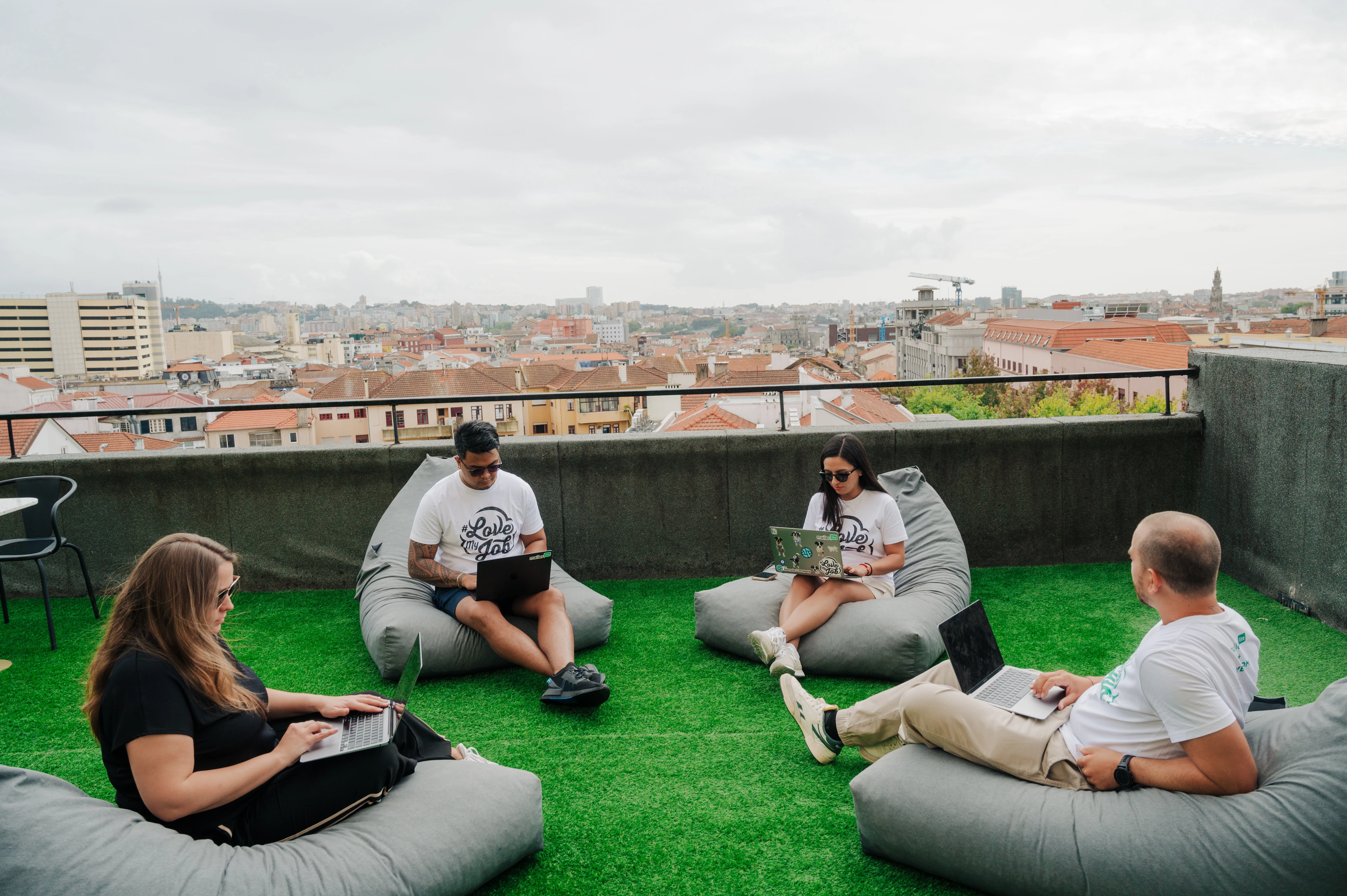 mailerlite team on the rooftop