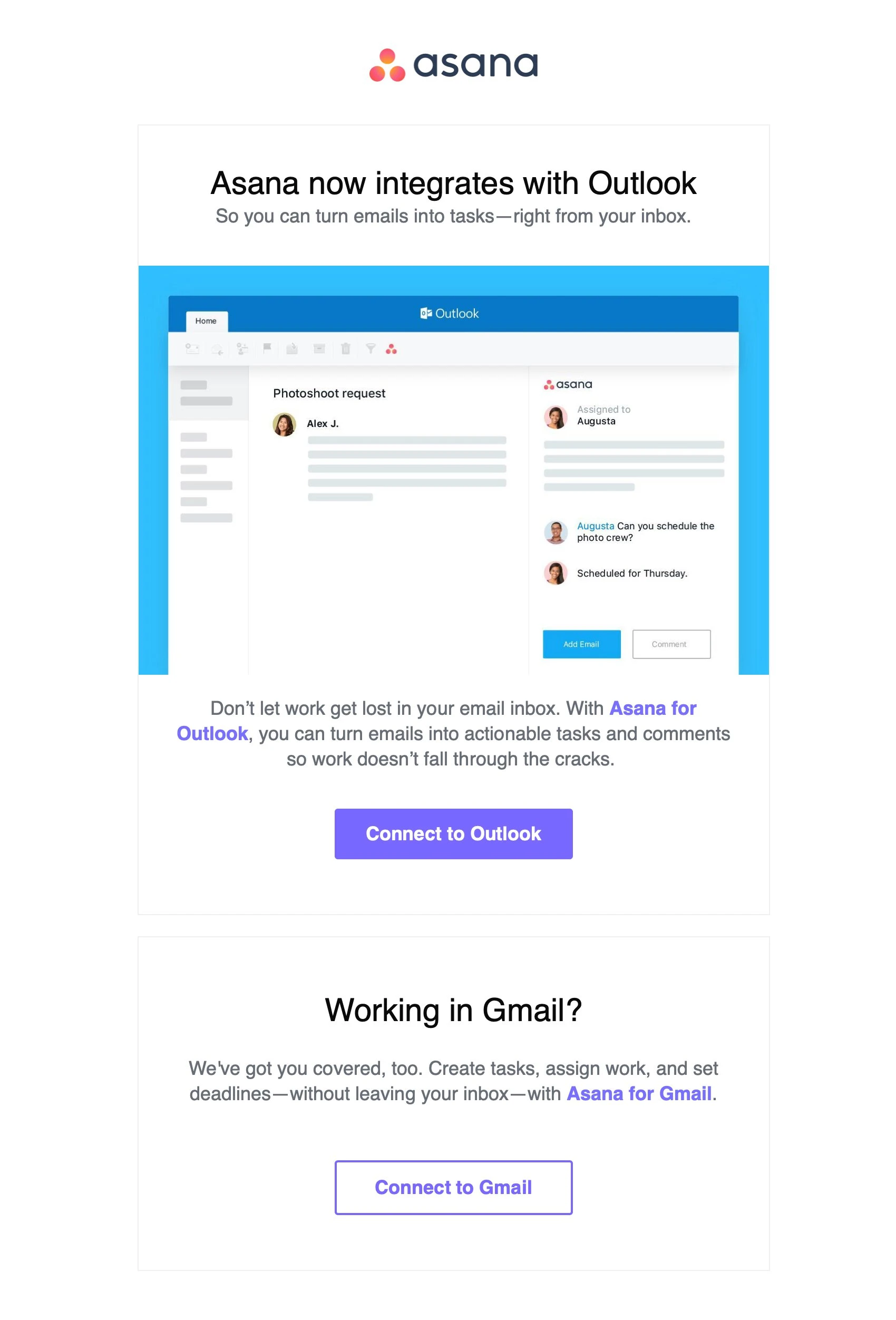 b2b email marketing example asana customer nurturing