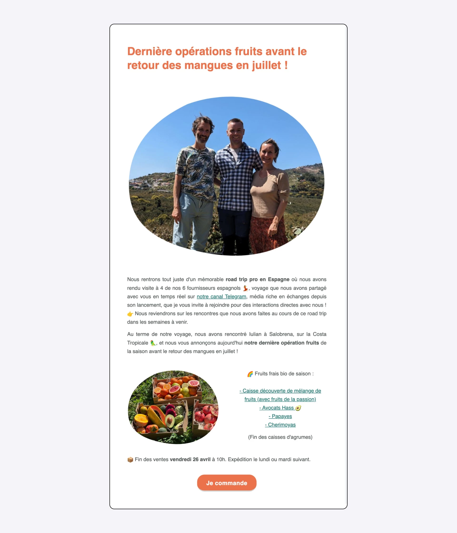 Ejemplo de newsletter de promoción de Biovie