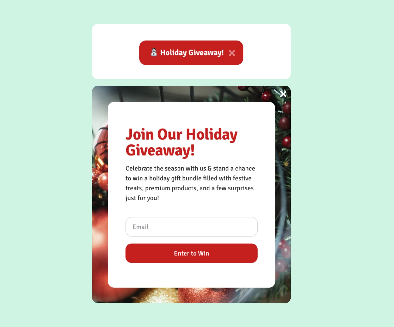 MailerLite teaser pop-up template