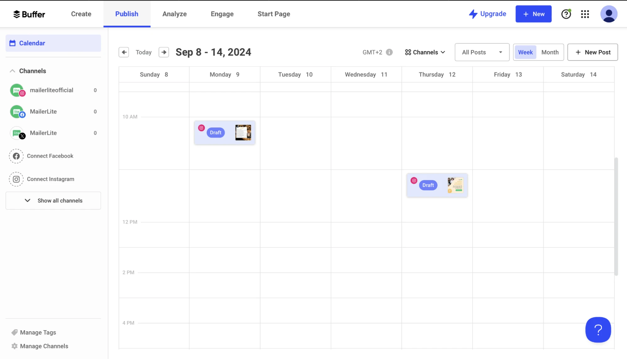 Buffer content calendar