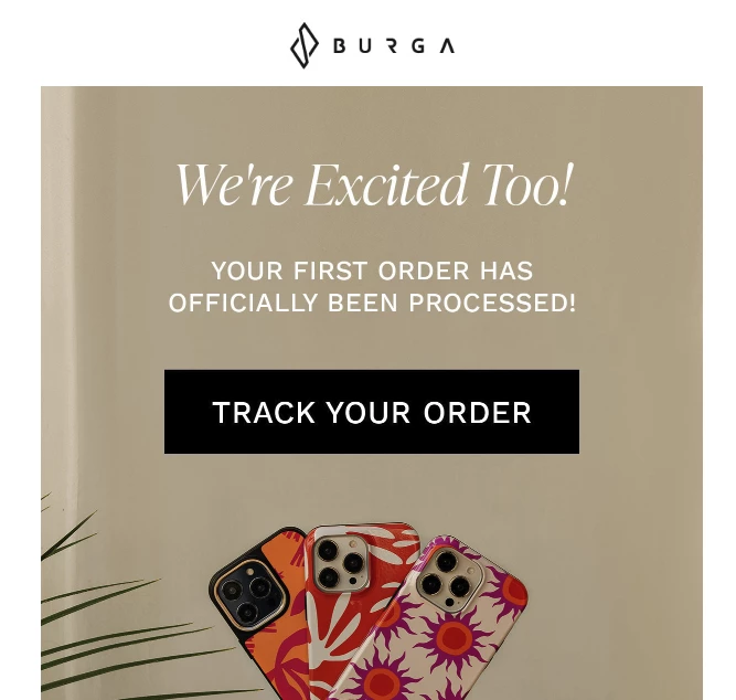 Burga shipping confirmation email