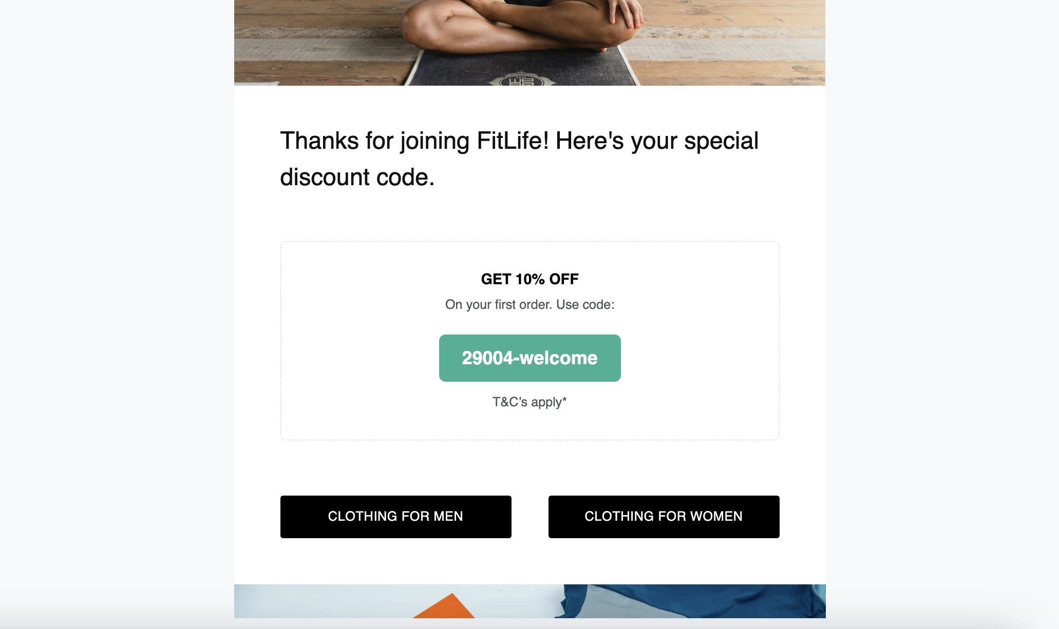 The result showing the sent email with the unique coupon code displayed.