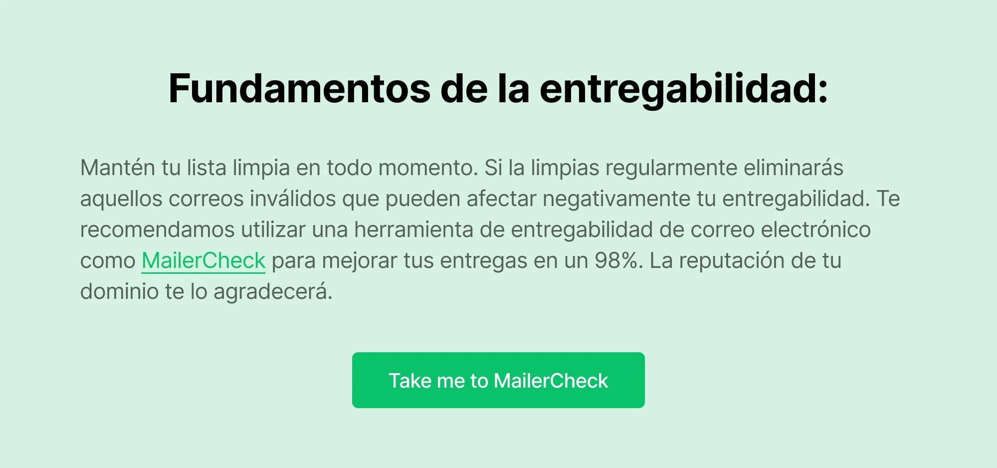 CTA para correos de MailerCheck