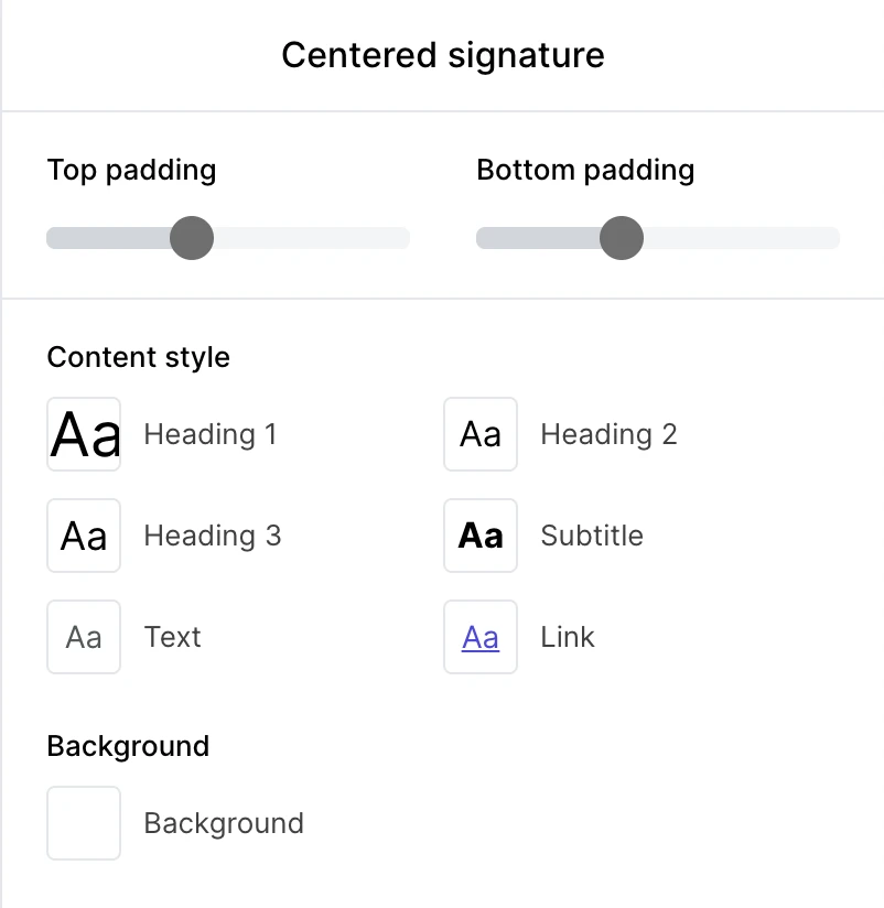 MailerLite signature block settings