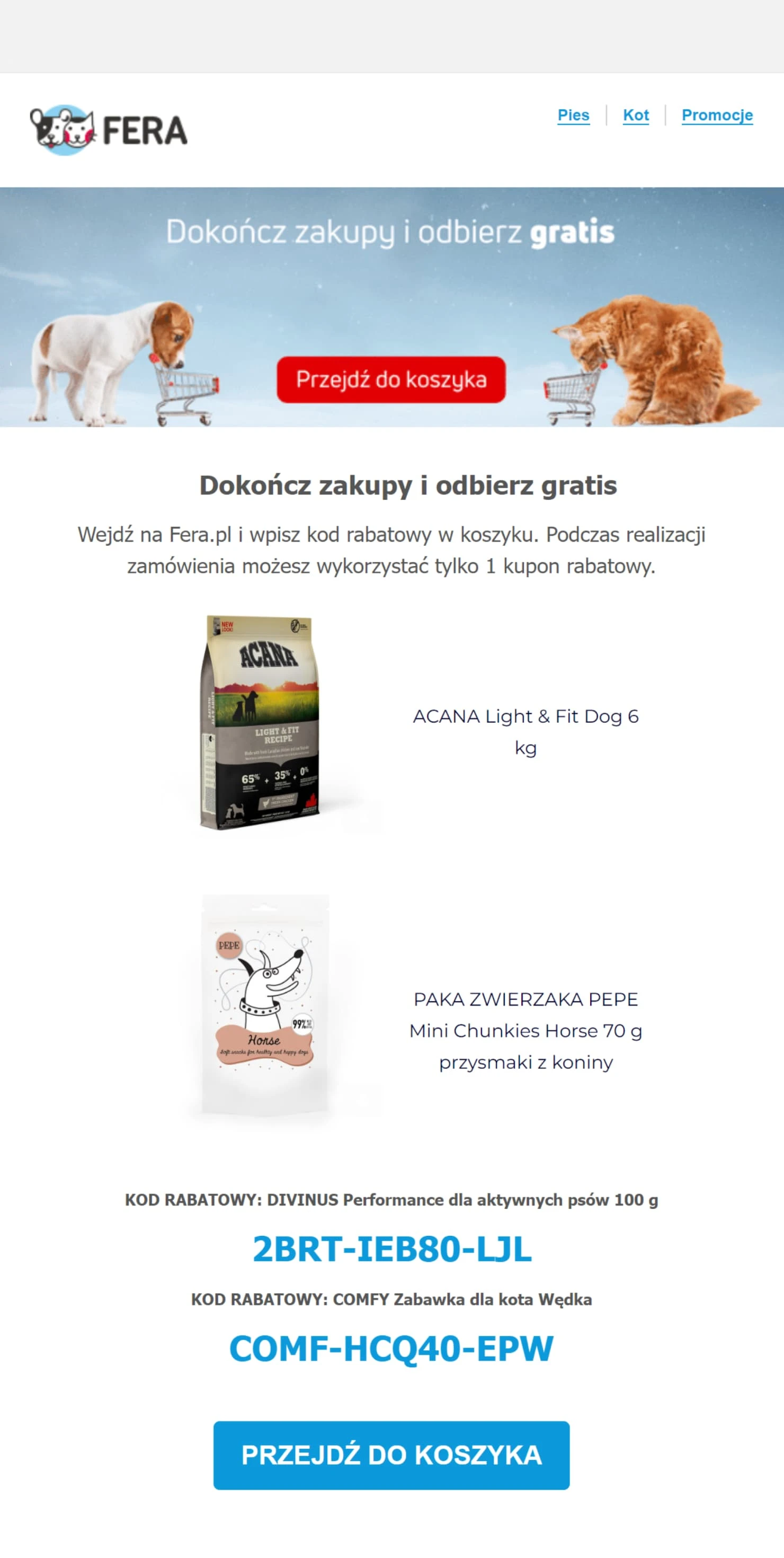 Fera e-mail porzucony koszyk