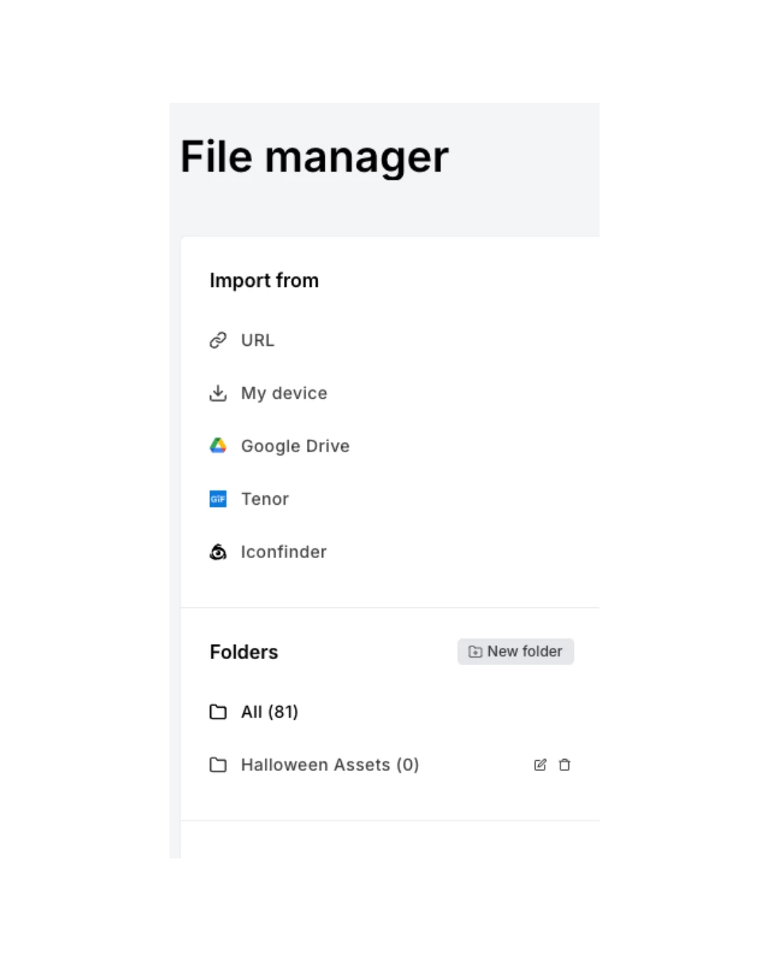 MailerLite's File manager 