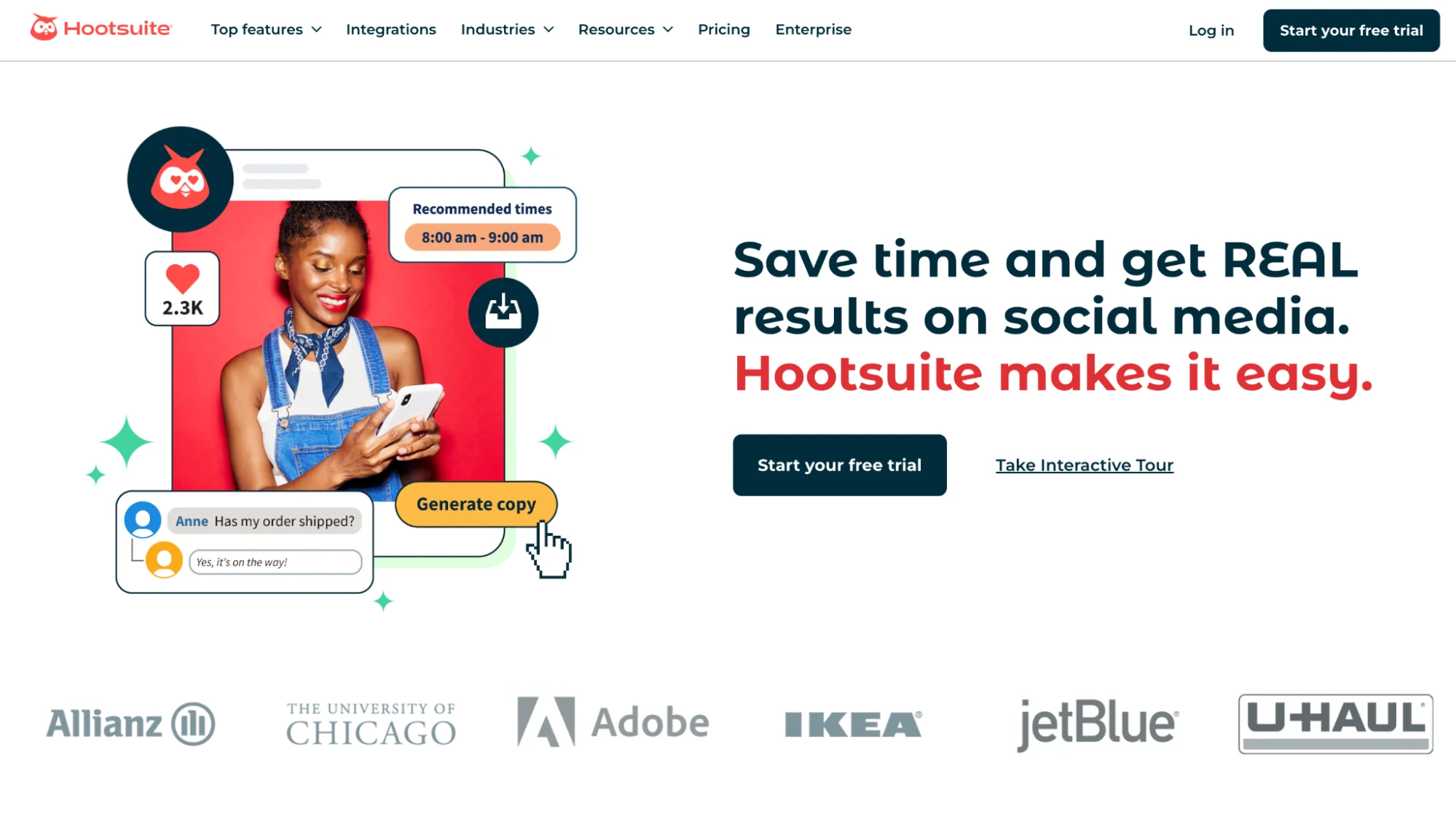 Hootsuite homepage