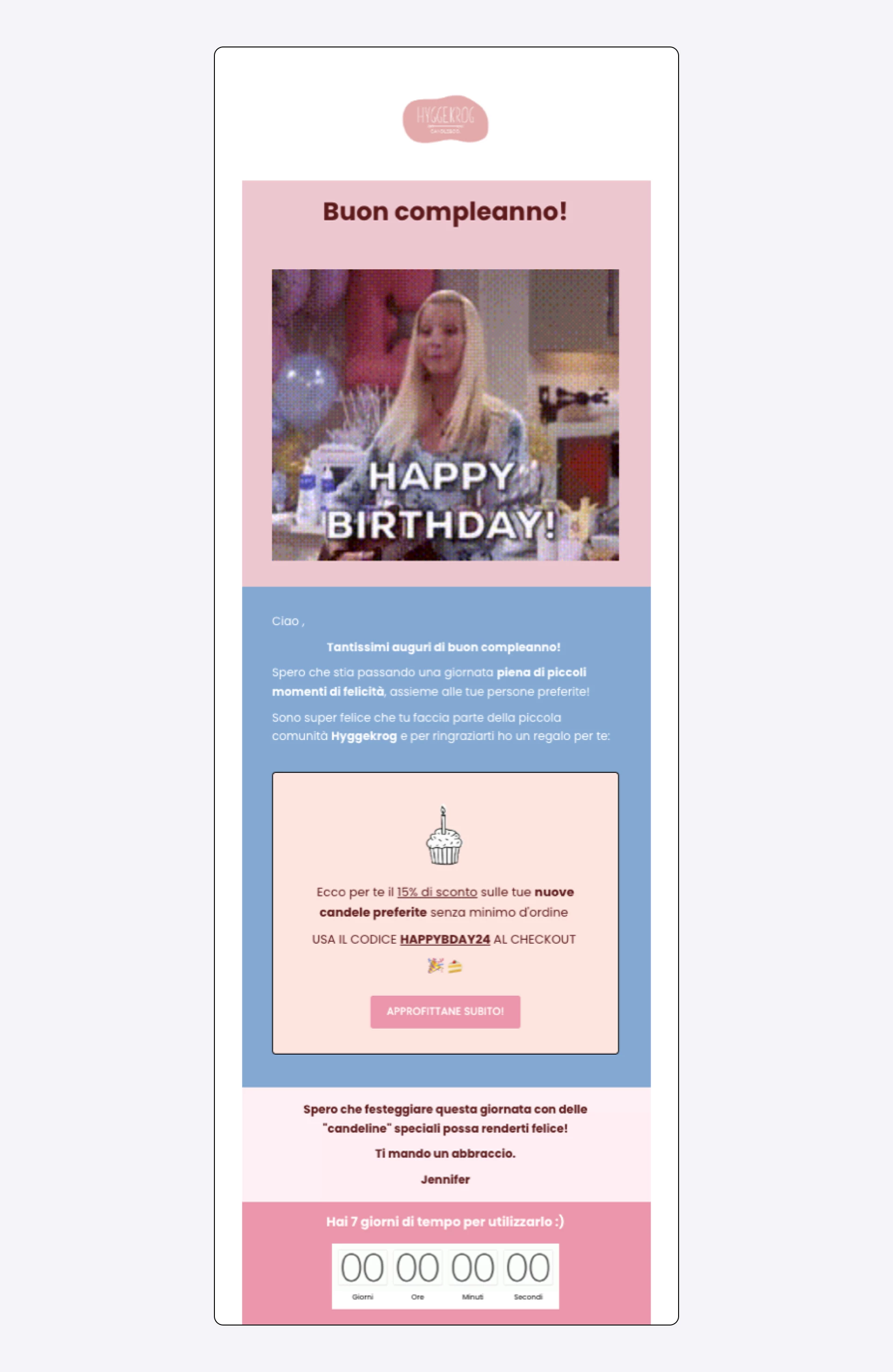 Hyggekrog birthday email