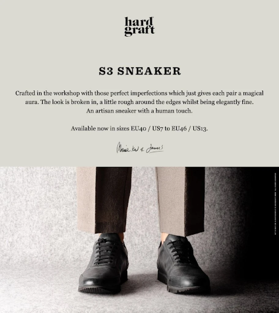 Hard Graft email sign-off example gentlemen black shoes signature on top