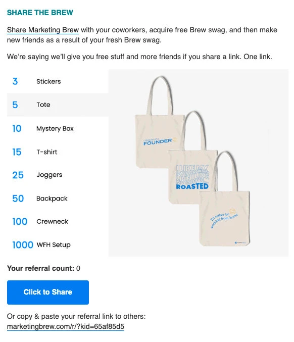 Rewards available for Morning Brews referral program