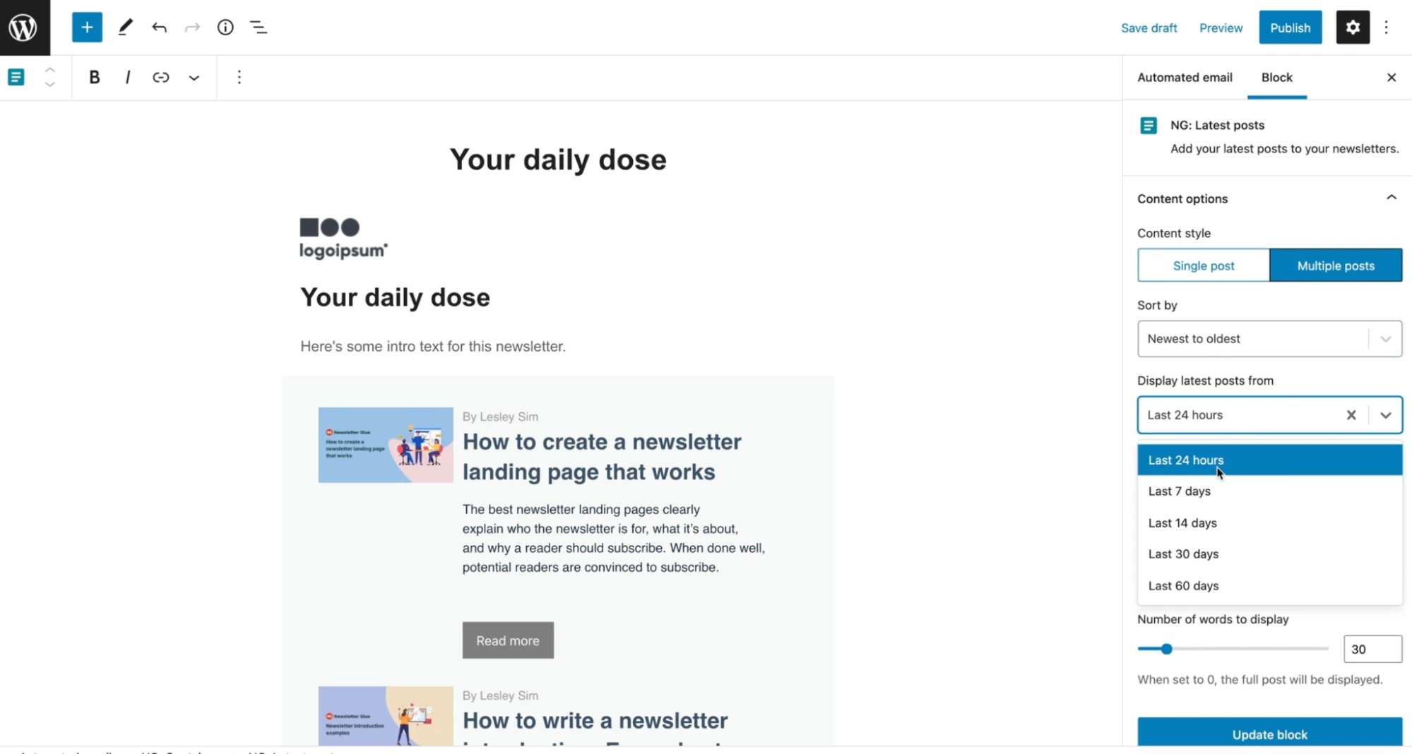 Newsletter Glue email builder