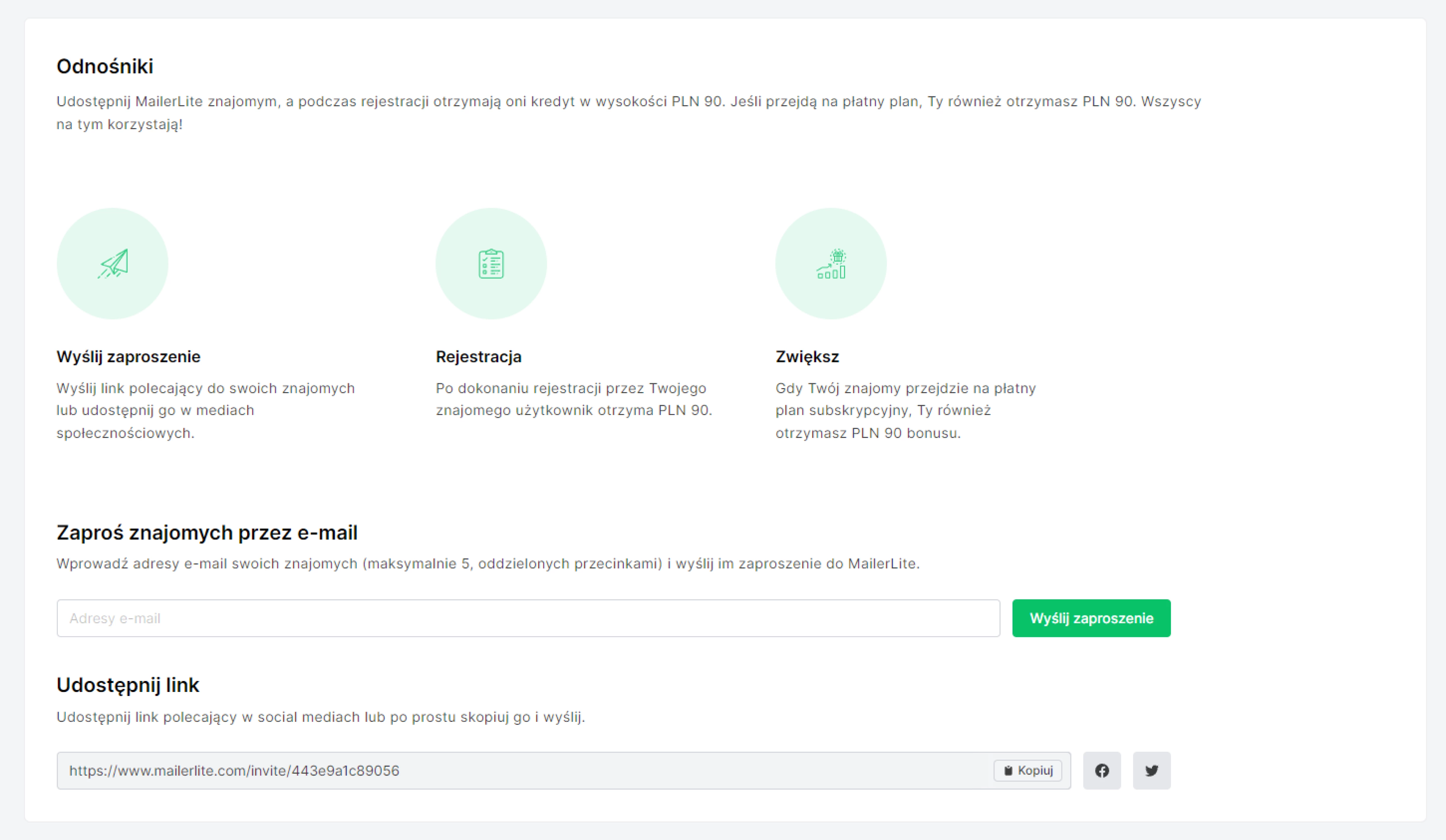 Program Poleć znajomym MailerLite — jak to działa?