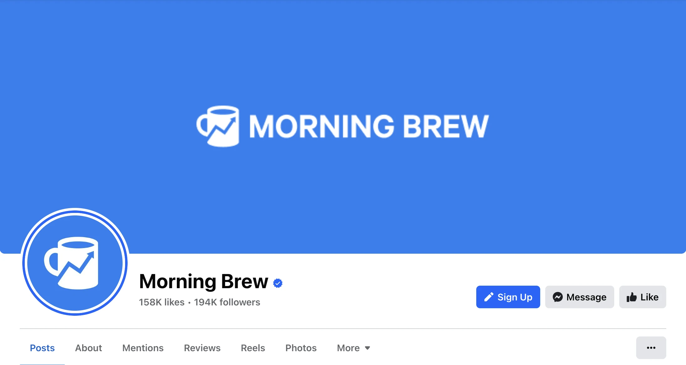 Morning Brew Facebook page example.