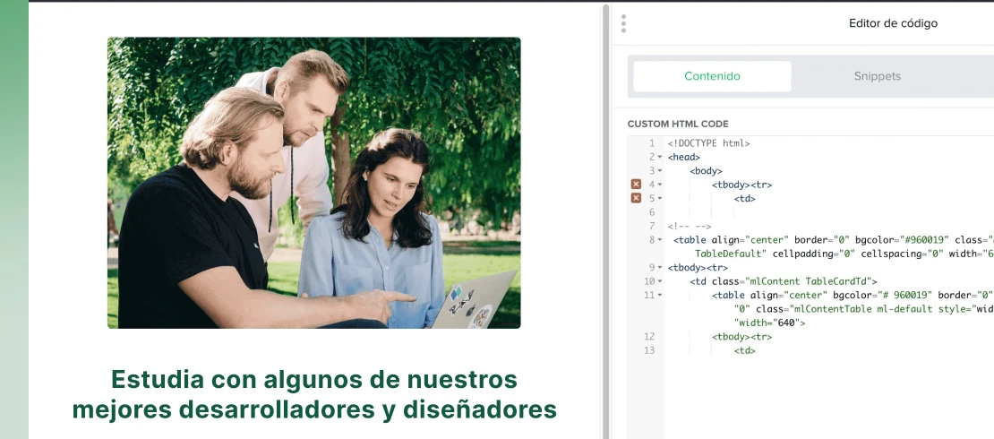 Captura de pantalla de la página de inicio de MailerLite