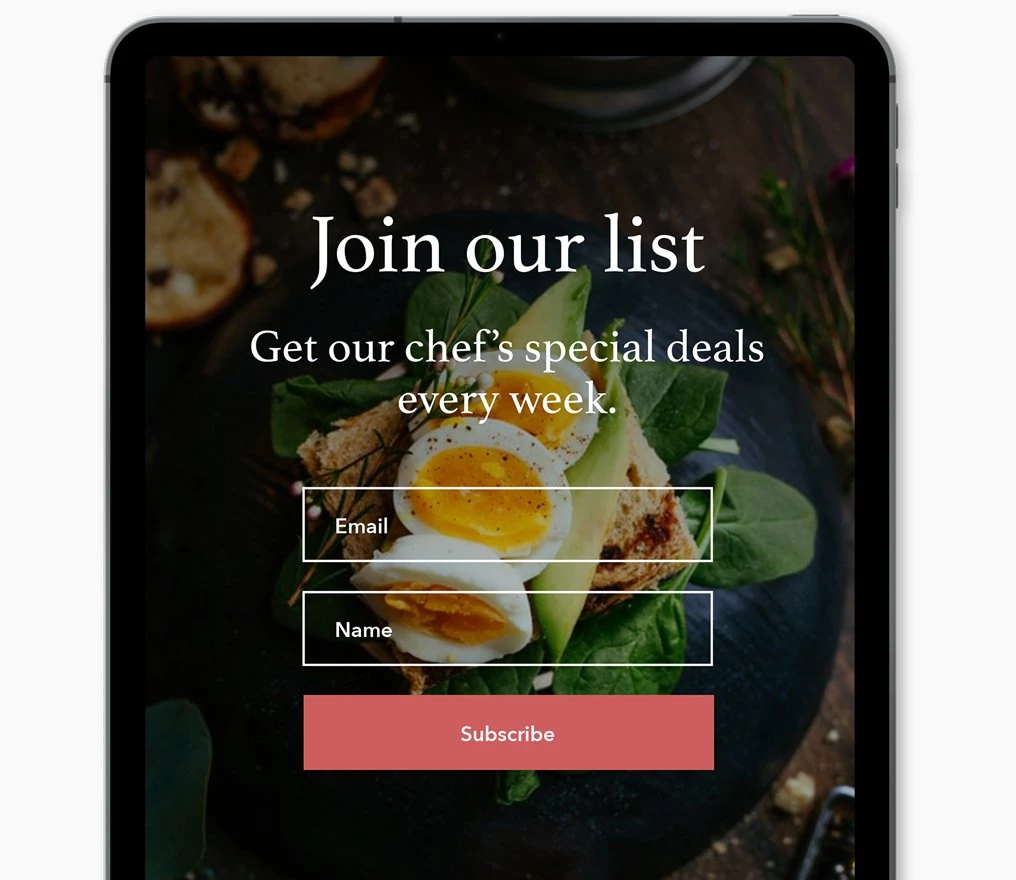 restaurant email list building - Offline sign up example