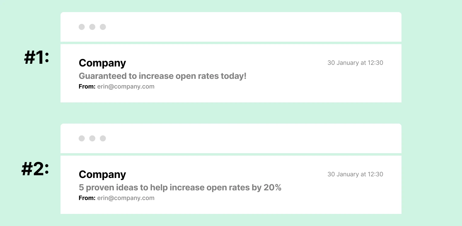 subject lines comparison which one is more descriptive - MailerLite