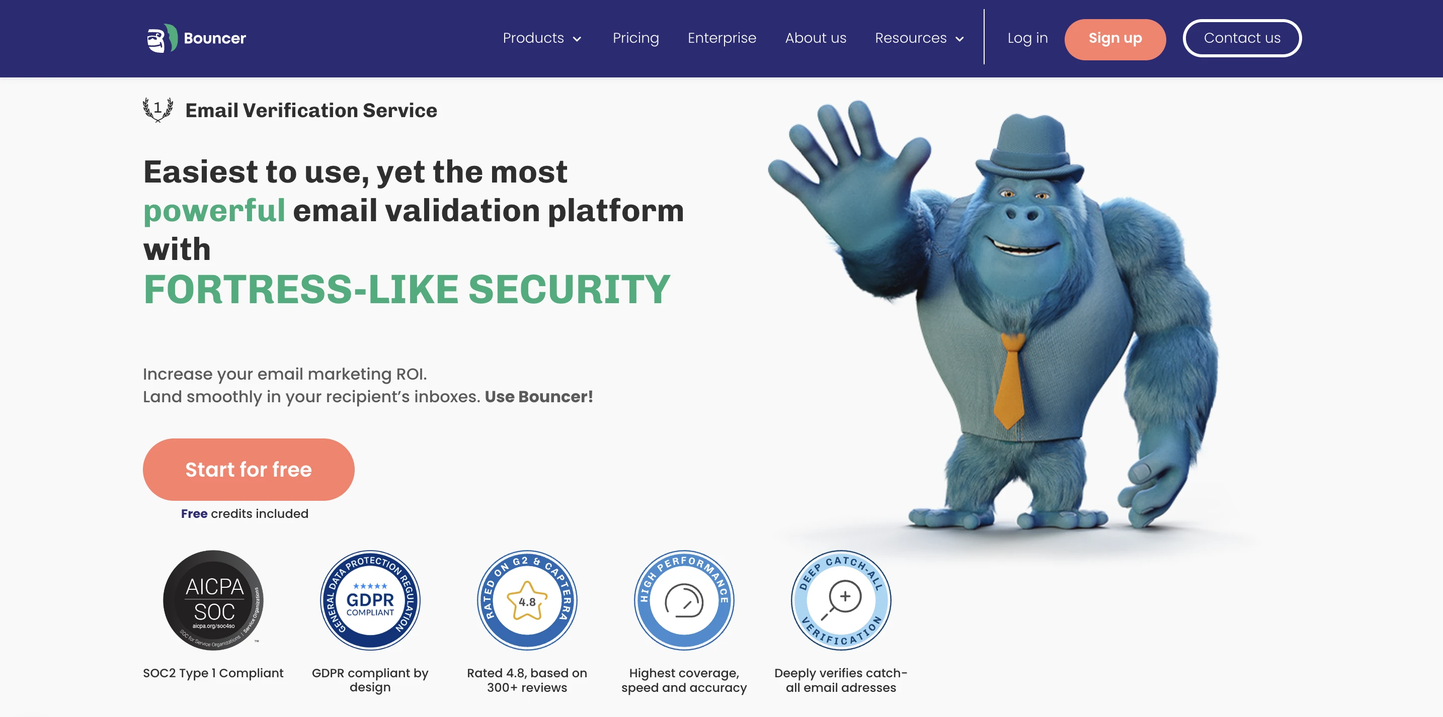 Bouncer homepage header screenshot