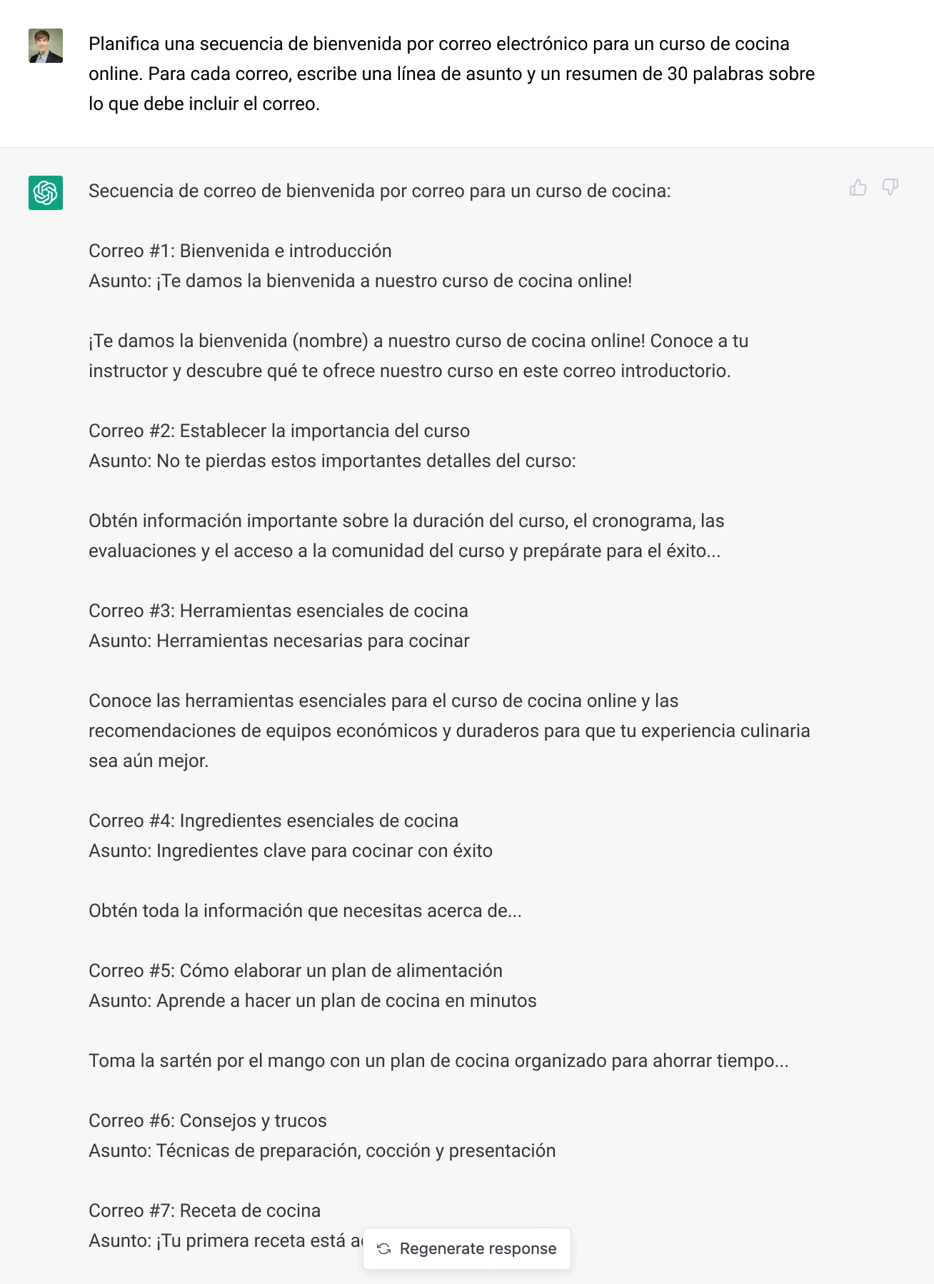 Una secuencia de correo de bienvenidad planificada por IA