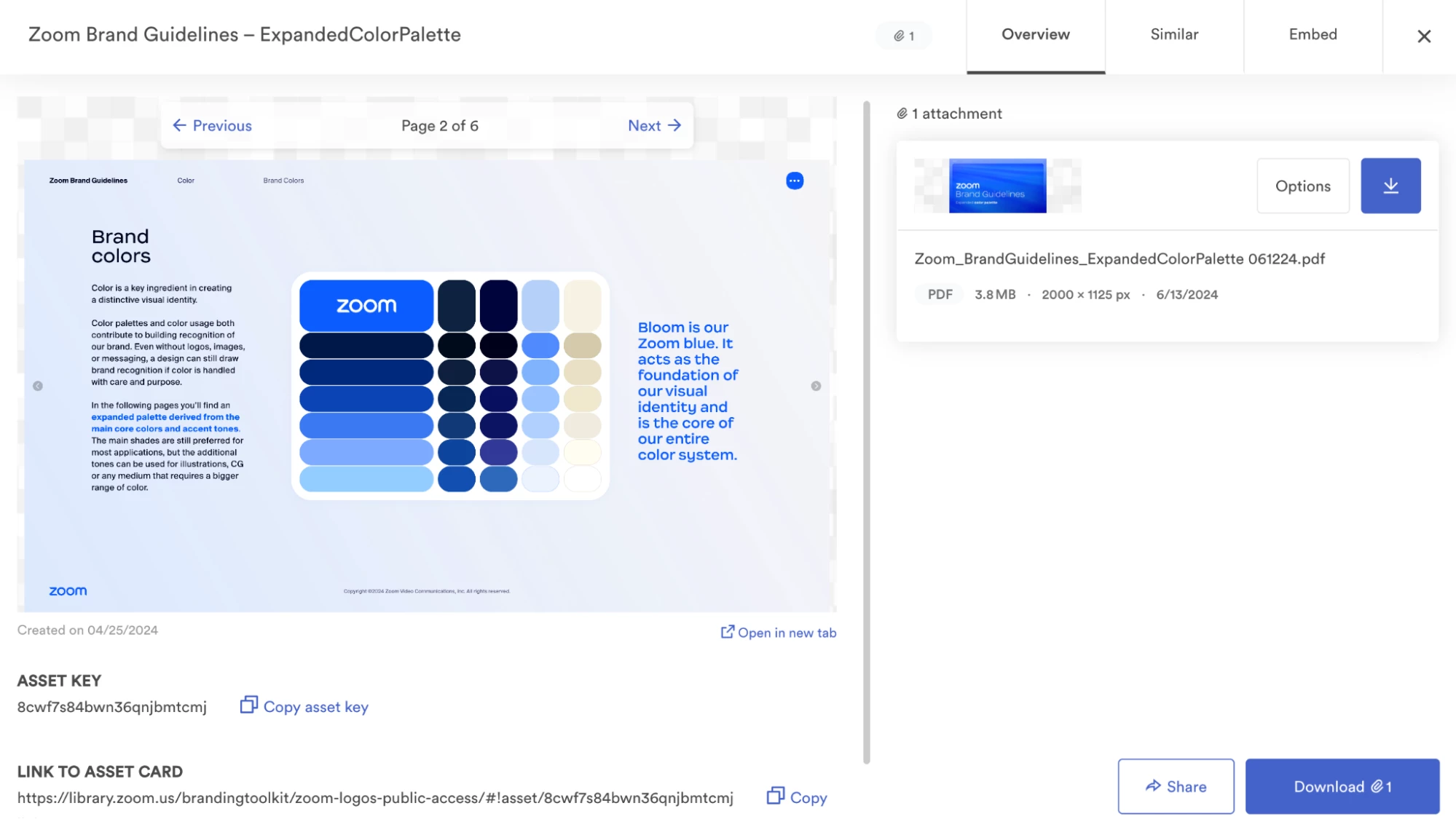 Screenshot of Zoom brand guidelines