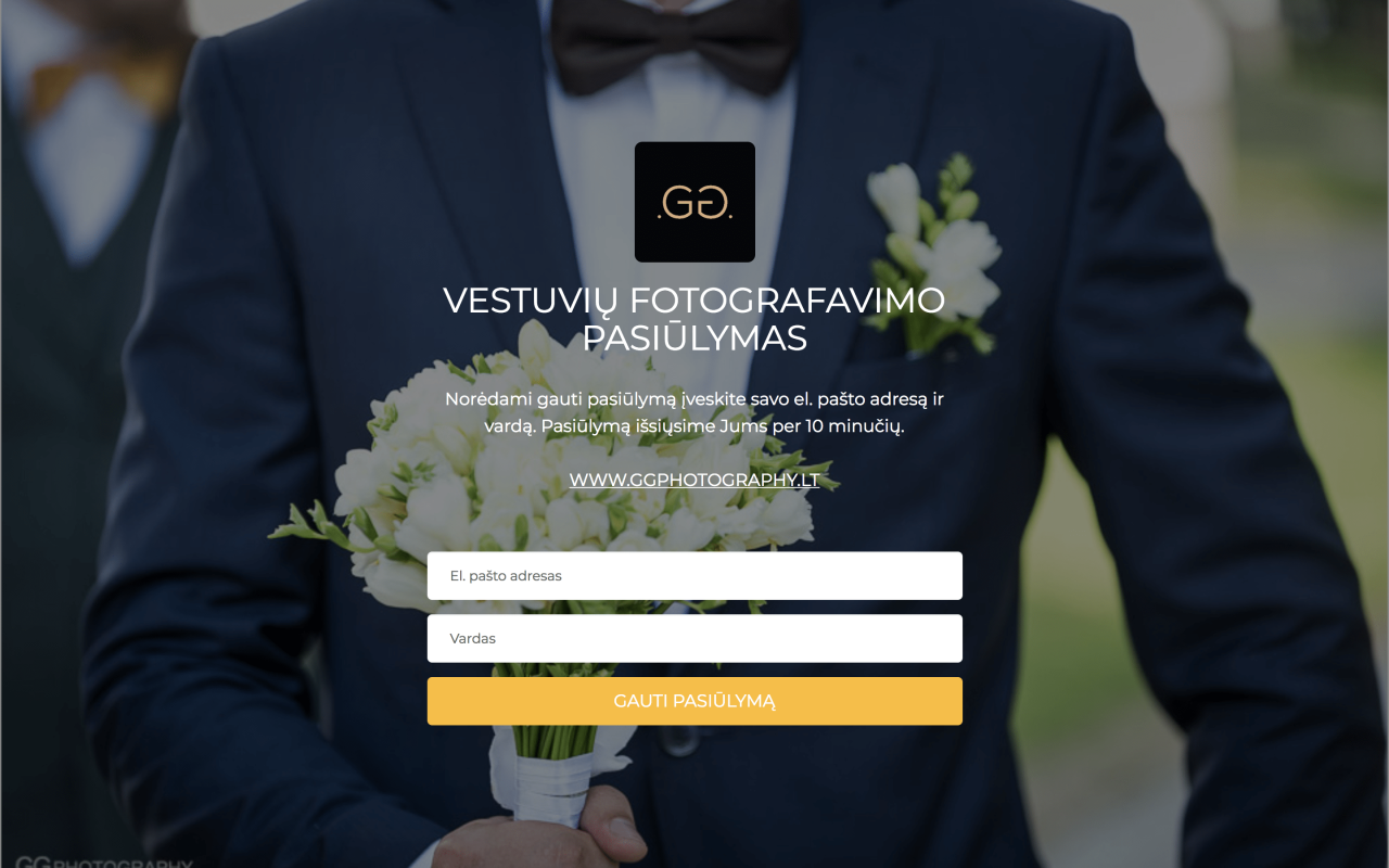GG photography, Vestuvių fotografavimo pasiūlymas example - Made with MailerLite