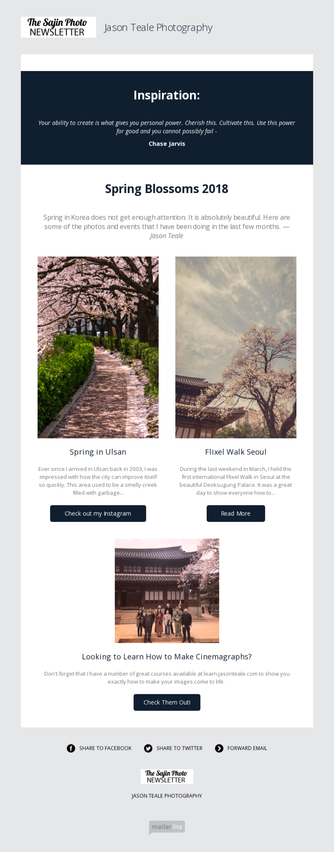 Jason Teale Photography example - Made with MailerLite