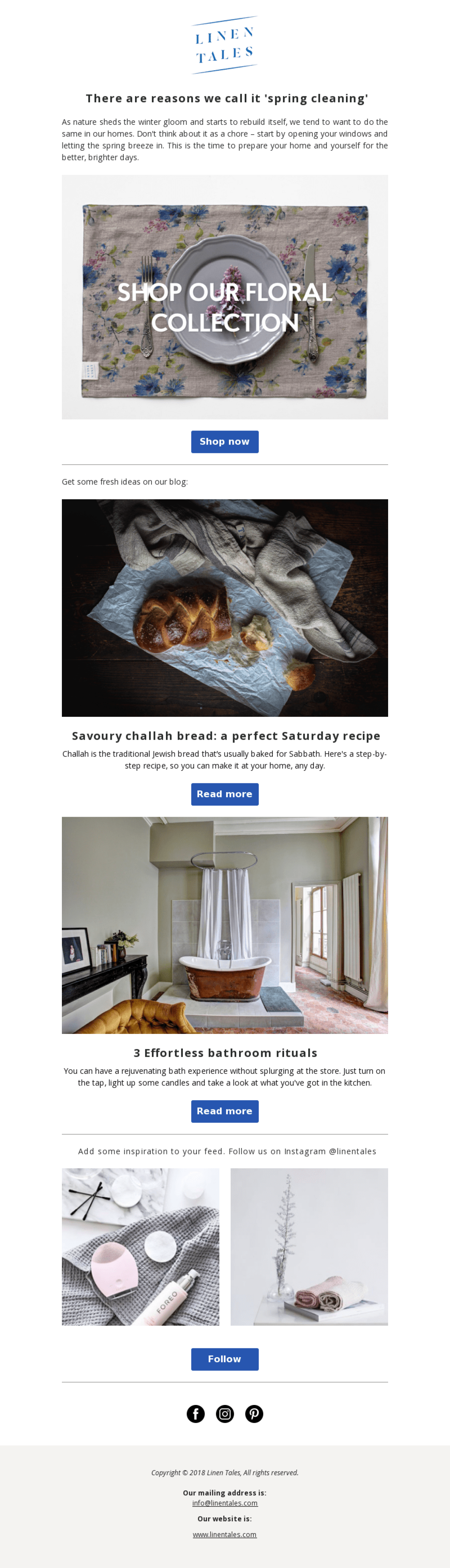 Linen Tales example - Made with MailerLite