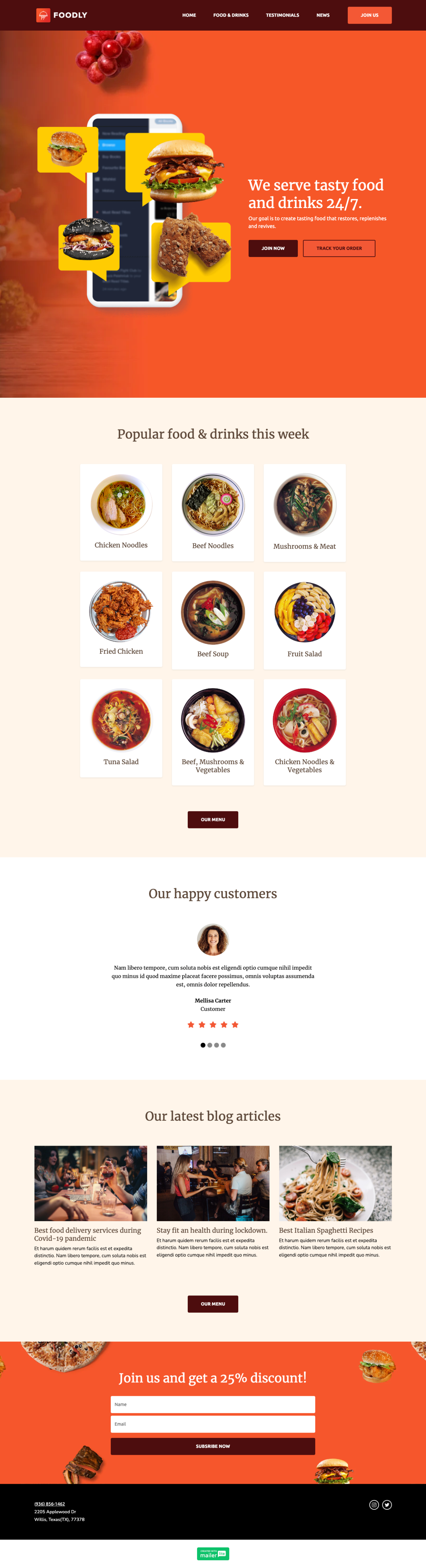 Responsive Restaurant Landing Page Template