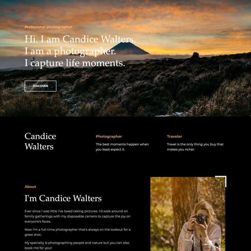 Photography Landing Page Template Made with MailerLite