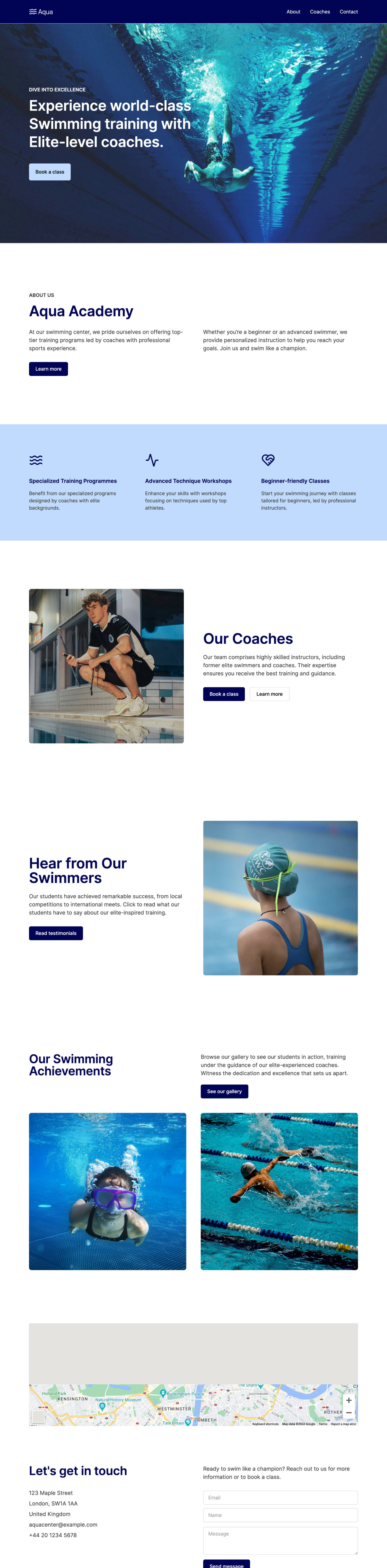 Swimming center template - Made by MailerLite