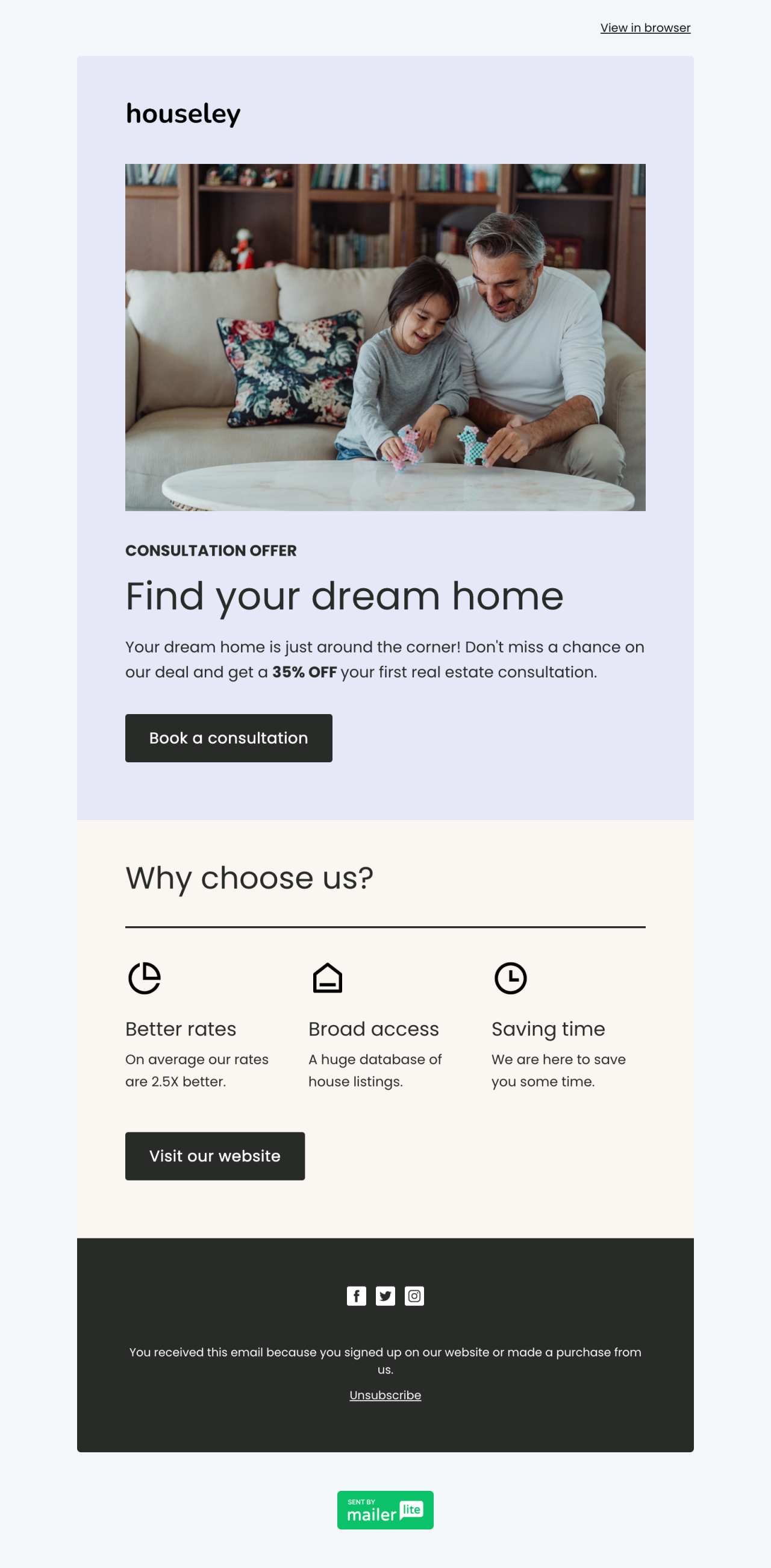 Real estate consultation template - Made by MailerLite