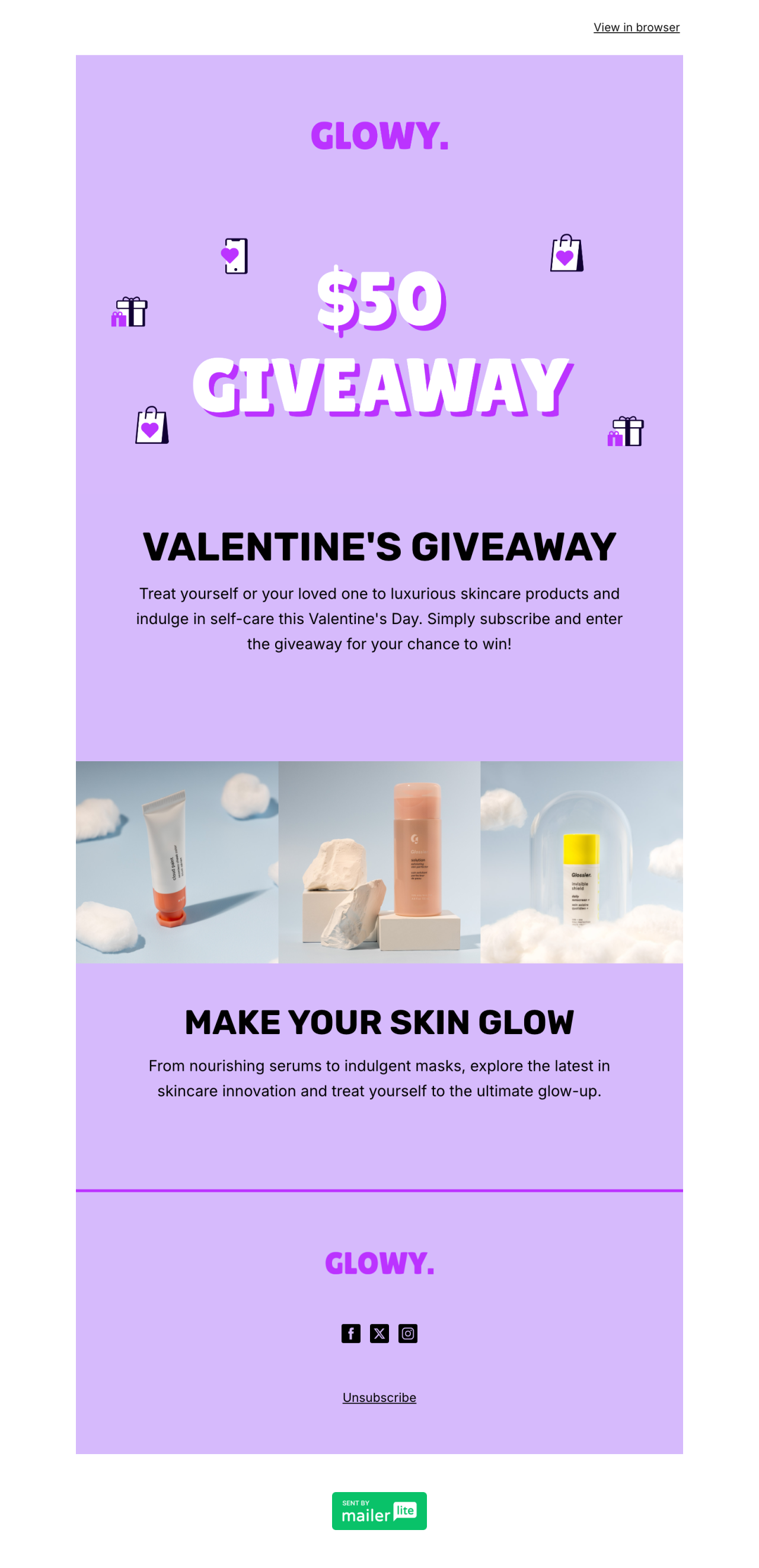 Valentine's day giveaway template - Made by MailerLite