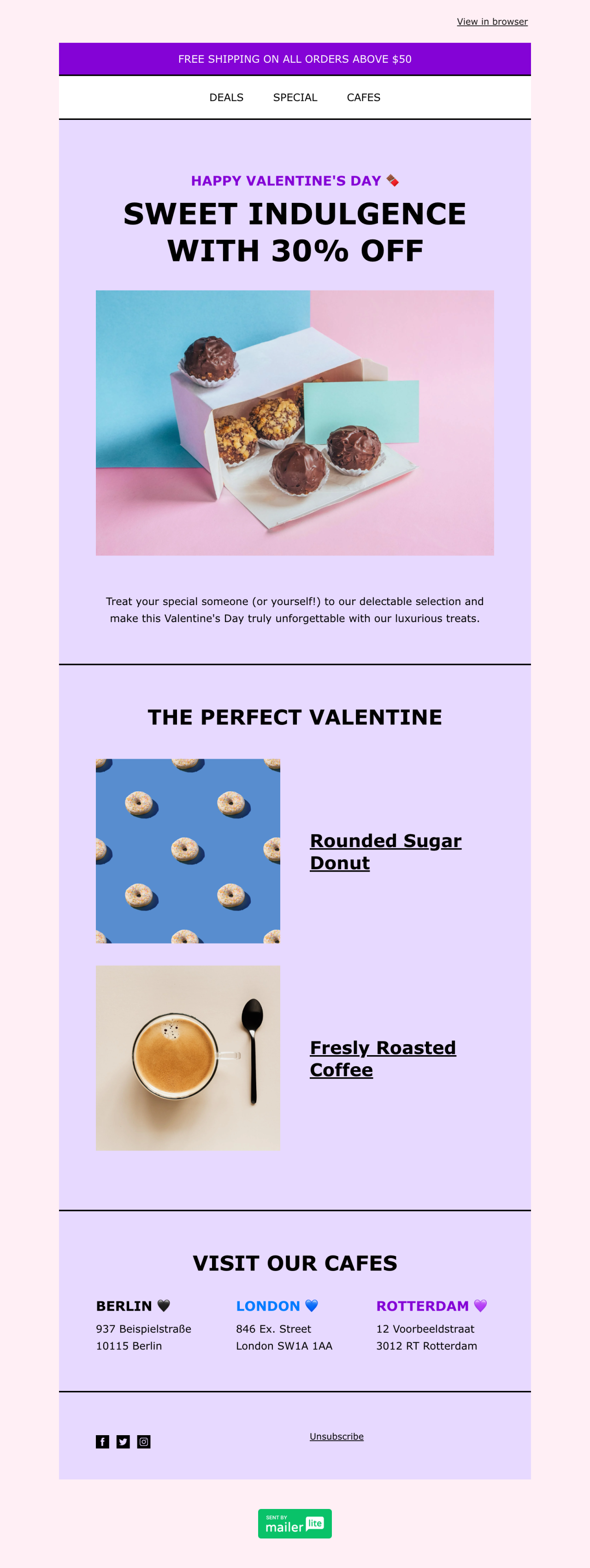 Valentine's day offer template - Made by MailerLite