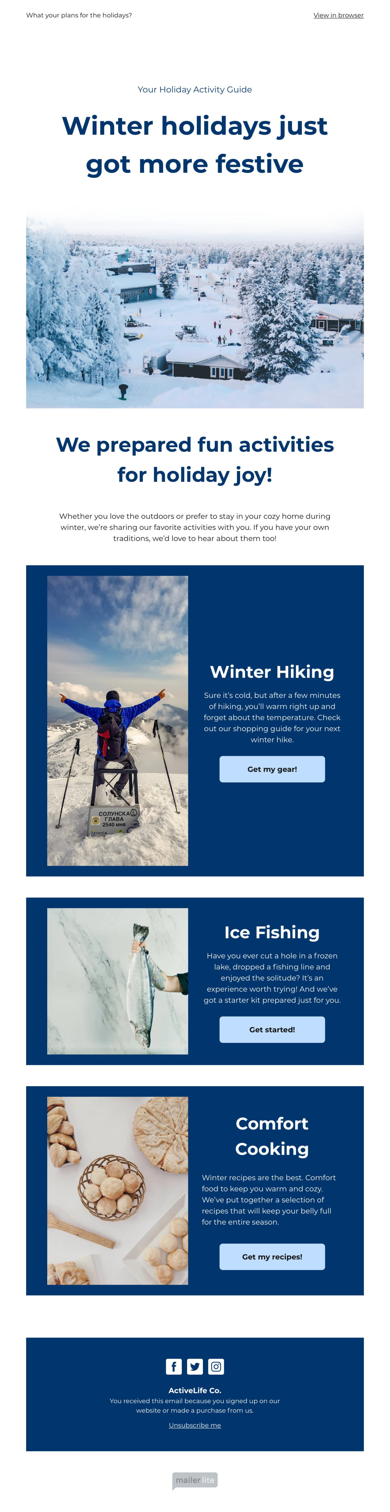 Winter holiday newsletter template MailerLite