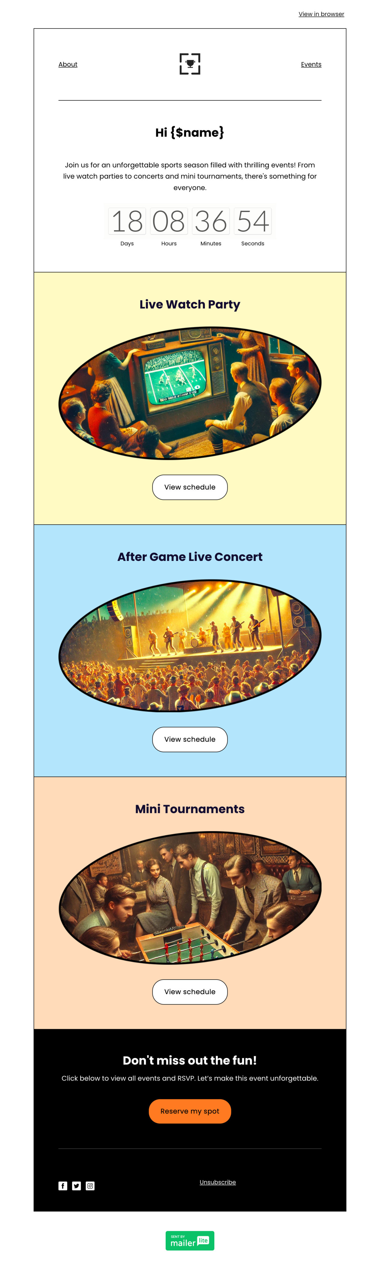 Live event template - Made by MailerLite