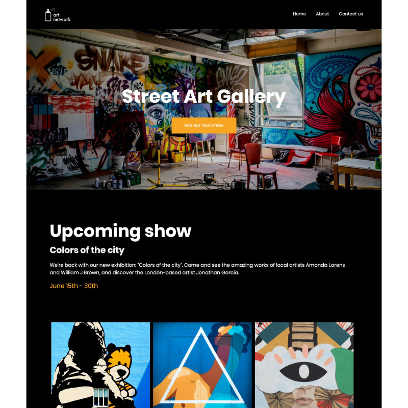 Art gallery Website Template Made with MailerLite